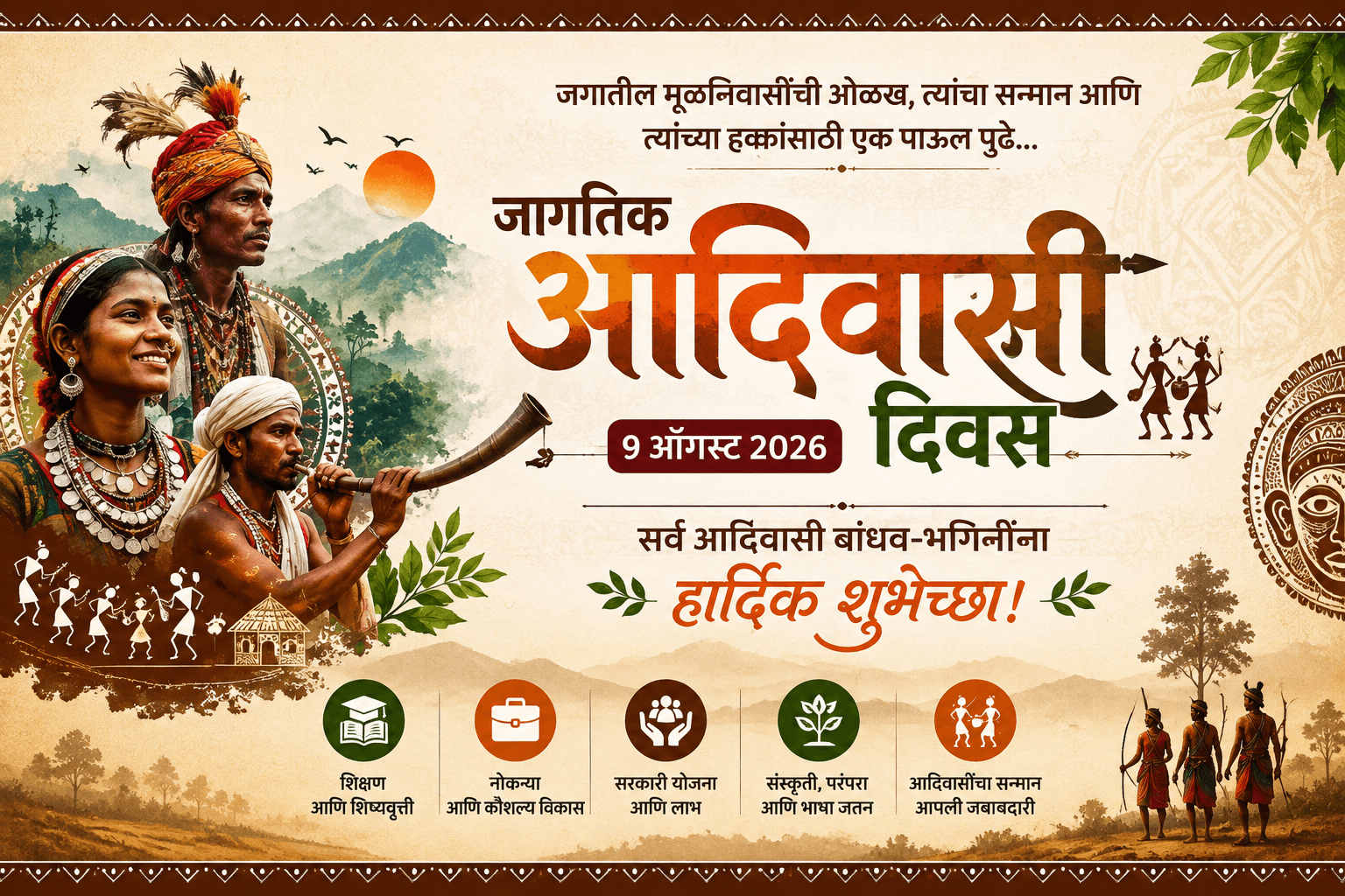 Adivasi Divas 2026: 9 अगस्त, आदिवासी संस्कृति, भाषाएँ, महाराष्ट्र और शुभकामनाएँ